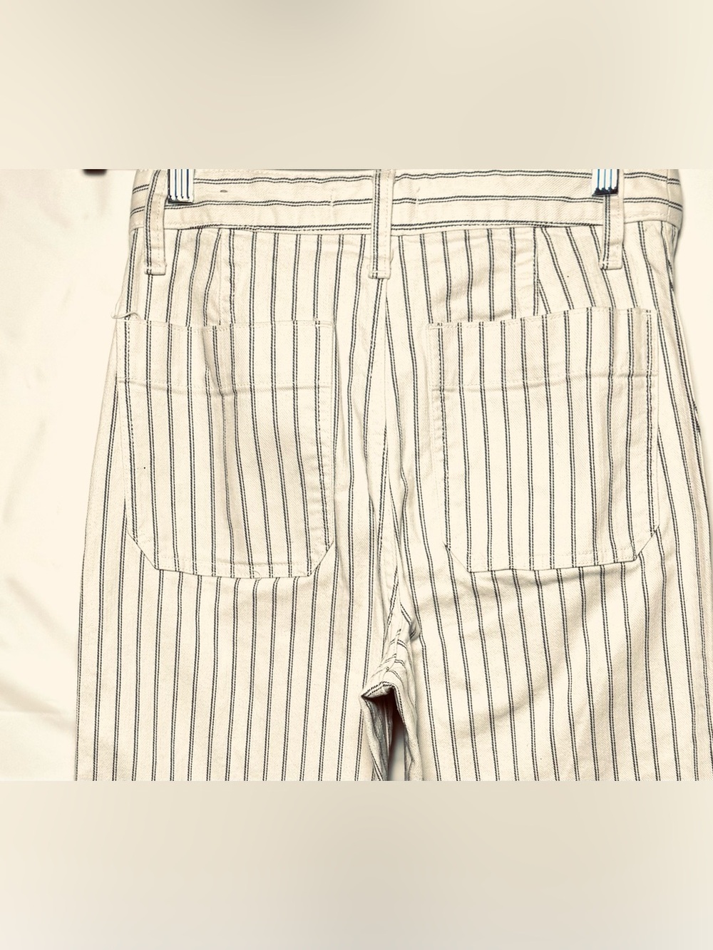 Madewell Women’s Cream Wide-Leg Crop Pants with Black Pinstripes, Sz 27. NWOT - Picture 5 of 15
